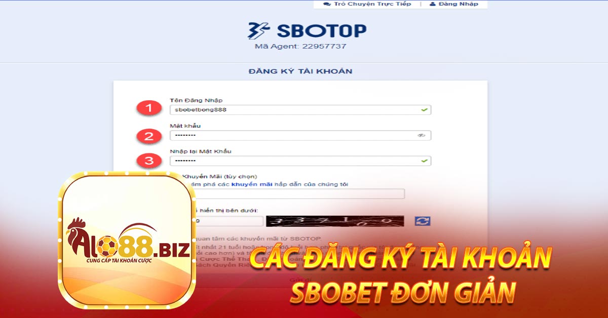 Các đăng ký tài khoản Sbobet đơn giản